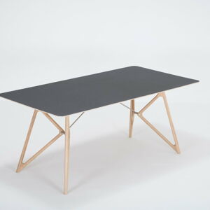 Jídelní stůl z masivního dubového dřeva s černou deskou Gazzda Tink, 180 x 90 cm