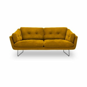 Žlutá třímístná pohovka se sametovým potahem Windsor & Co Sofas Gravity