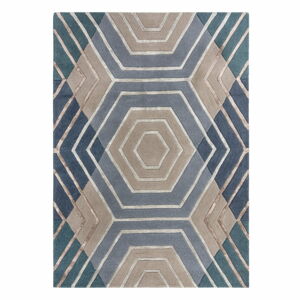 Modrý vlněný koberec Flair Rugs Harlow, 120 x 170 cm