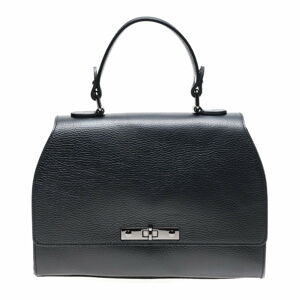 Černá kožená kabelka s popruhem Carla Ferreri