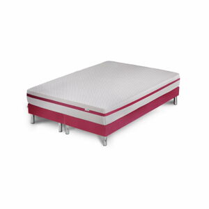 Růžová postel s matrací a dvojitým boxspringem Stella Cadente Maison Pluton, 160 200 cm