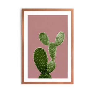 Nástěnný obraz ze sambového dřeva Surdic Pink Green Cactus, 40 x 60 cm