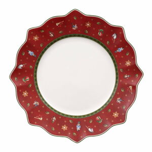 Červený porcelánový talíř s vánočním motivem Villeroy & Boch, ø 28 cm