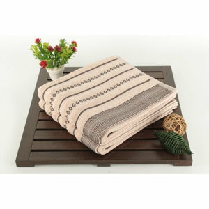 Sada dvou ručníků s pruhovaným vzorem v hnědé a pudrové barvě Nature Touch, 90 x 50 cm