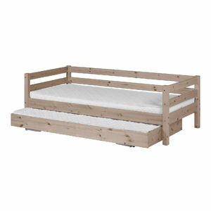 Hnědá dětská postel z borovicového dřeva s výsuvným lůžkem Flexa Classic, 90 x 200 cm