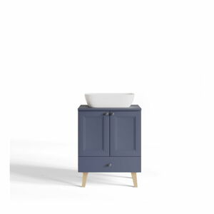 Nízká skříňka bez umyvadla v tmavě modro-přírodní barvě 60x76 cm Venezia – STOLKAR