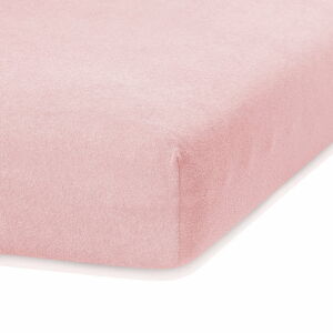 Světle růžové elastické prostěradlo s vysokým podílem bavlny AmeliaHome Ruby, 100/120 x 200 cm