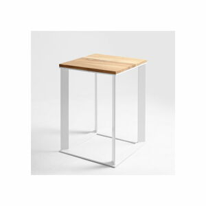 Odkládací stolek s bílým podnožím a dubovou deskou Custom Form Skaden, 50 x 50 cm