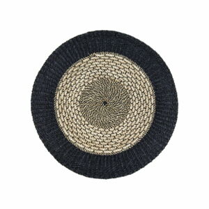Černý/v přírodní barvě kulatý koberec z mořské trávy ø 120 cm Malibu - HSM collection