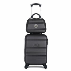 Set černého skořepinového zavazadla na 4 kolečkách a kosmetického kufříku LPB Aurelia