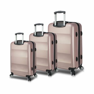 Sada 3 růžových cestovních kufrů na kolečkách s USB porty My Valice LASSO Travel Set