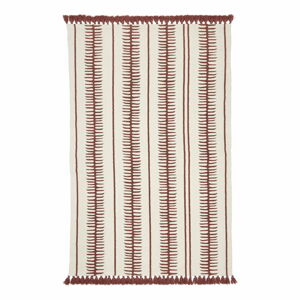Béžovo-červený ručně tkaný bavlněný koberec Westwing Collection Rita, 50 x 80 cm