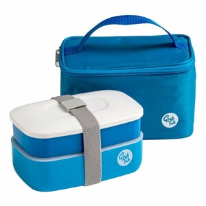 Set modrého svačinového boxu a tašky Premier Housewares Grub Tub, 21 x 13 cm