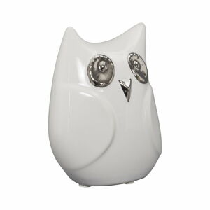 Bílá keramická dekorativní soška Mauro Ferretti Gufo Funny Owl, výška 13 cm