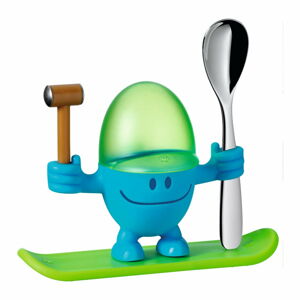 Zeleno-modrý stojánek na vajíčko s lžičkou WMF Cromargan® Mc Egg
