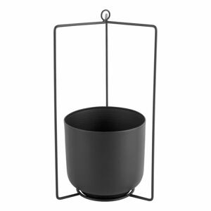 Černý kovový závěsný květináč PT LIVING Spatial, výška 36 cm