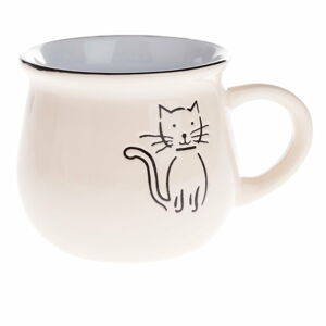Béžový keramický hrneček s obrázkem kočky Dakls, objem 0,3 l