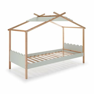 Šedá dětská postel s konstrukcí z borovicového dřeva Marckeric Nuvem, 90 x 190 cm