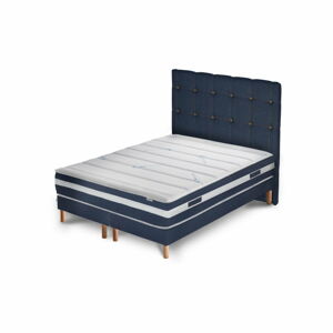 Tmavě modrá postel s matrací a dvojitým boxspringem Stella Cadente Maison Venus Cadente, 180 x 200  cm
