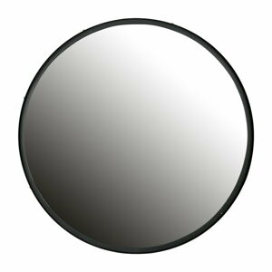 Nástěnné zrcadlo s černým rámem WOOOD Lauren, Ø 80 cm