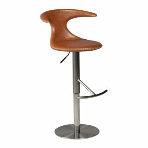 Hnědá barová nastavitelná židle s koženým sedákem DAN-FORM Denmark Flair