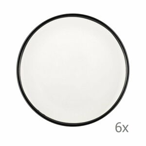 Sada 6 bílých porcelánových dezertních talířů Mia Halos Black, ⌀ 19 cm