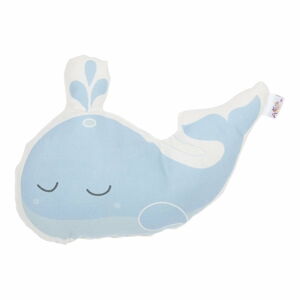 Modrý dětský polštářek s příměsí bavlny Apolena Pillow Toy Whale, 35 x 24 cm