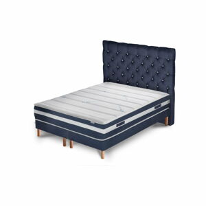 Tmavě modrá postel s matrací a dvojitým boxspringem Stella Cadente Maison Venus Forme 180 x 200  cm