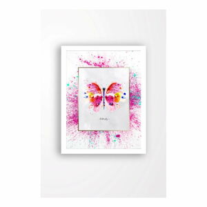 Nástěnný obraz na plátně v bílém rámu Tablo Center Butterfly, 29 x 24 cm