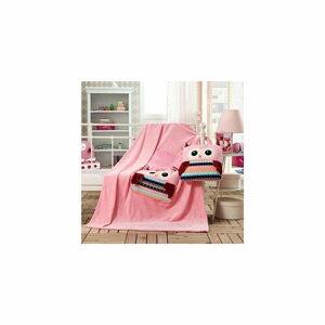 Růžová dětská deka z mikrovlákna DecoKing Cuties Owls, 110 x 160 cm
