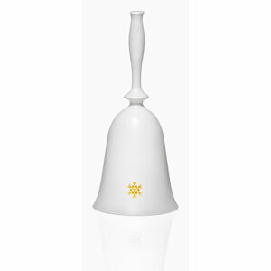 Bílý skleněný vánoční zvonek Crystalex Nordic Vintage, výška 17,9 cm