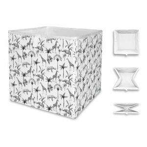 Bílo-šedý úložný box z mikrovlákna Butter Kings Safari Animals, 32 l