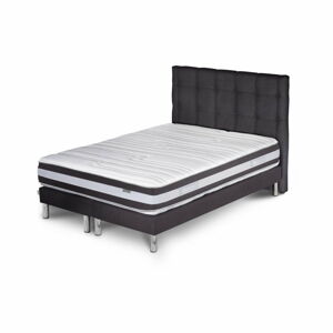 Tmavě šedá postel s matrací a dvojitým boxspringem Stella Cadente Maison Mars Saches, 180 x 200  cm