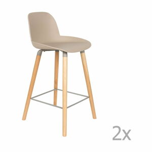 Sada 2 béžovošedých barových židlí Zuiver Albert Kuip, výška sedu 65 cm