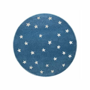 Modrý kulatý koberec s hvězdami KICOTI Azure Stars, ø 133 cm