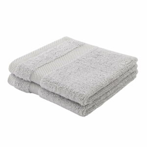 Světle šedý bavlněný ručník s příměsí hedvábí 30x30 cm – Bianca