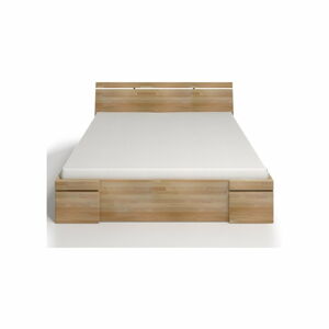 Dvoulůžková postel z bukového dřeva se zásuvkou SKANDICA Sparta Maxi, 200 x 200 cm