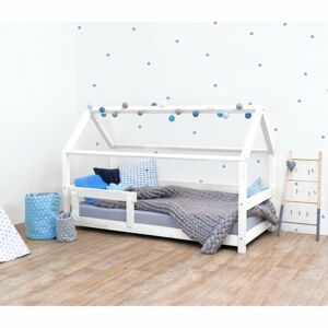 Bílá dětská postel s bočnicí ze smrkového dřeva Benlemi Tery, 80 x 160 cm