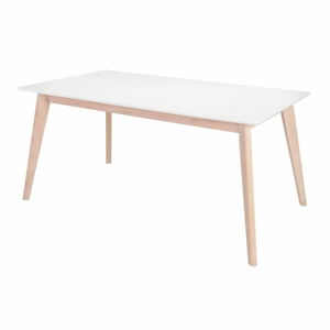 Bílý jídelní stůl s nohami z dubového dřeva Interstil Century, délka 160 cm