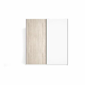 Bílá šatní skříň v dekoru dubu s posuvnými dveřmi 182x200 cm Sahara - Marckeric
