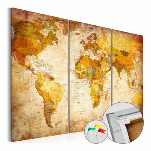 Vícedílná nástěnka s mapou světa Bimago Antique Travel, 120 x 80 cm