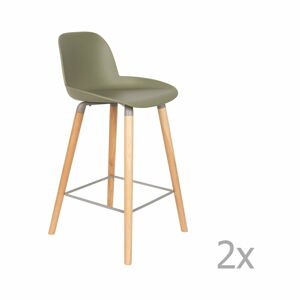 Sada 2 zelených barových židlí Zuiver Albert Kuip, výška sedu 65 cm