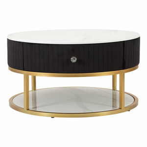 Kulatý konferenční stolek v černo-zlaté barvě Montpellier – Mauro Ferretti