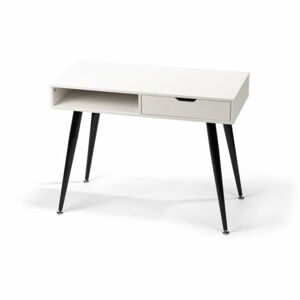Bílý psací stůl s černým kovovým podnožím loomi.design Diego, 100 x 50 cm