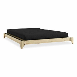 Dvoulůžková postel z borovicového dřeva s matrací a tatami Karup Design Elan Double Latex Natural Clear/Black, 180 x 200 cm