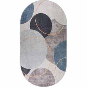 Modro-šedý pratelný koberec 80x120 cm Oval – Vitaus