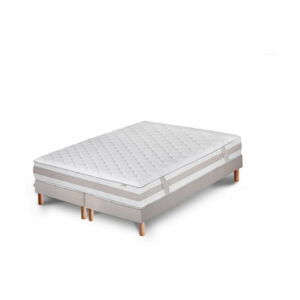 Světle šedá postel s matrací a dvojitým boxspringem Stella Cadente Maison Saturne Europe, 160 x 200 cm