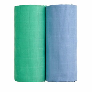 Sada 2 bavlněných osušek v zelené a modré barvě T-TOMI Tetra, 90 x 100 cm