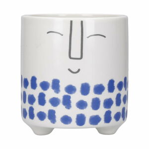 Bílo-modrý keramický květináč Kitchen Craft Happy Face