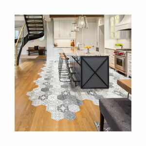 Sada 10 samolepek na podlahu Ambiance Floor Stickers Hexagons Emilana, 40 x 90 cm